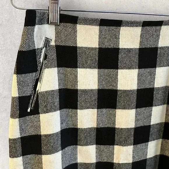 TALBOTS NWT $99 Black White Buffalo Plaid Lined Wool Blend Skirt Women's Size 8 - Picture 4 of 12